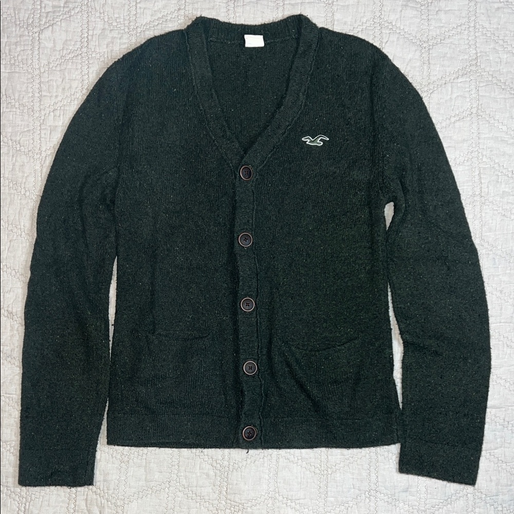 Hollister Forest Green Button-Up Cardigan